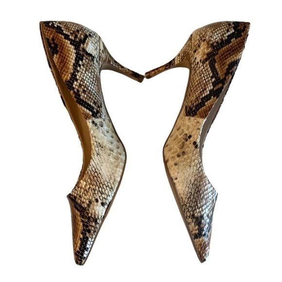 CHARLES DAVID Natural Snakeskin Print Fabric Upper Heels Size 6 Medium NEW - Picture 7 of 7